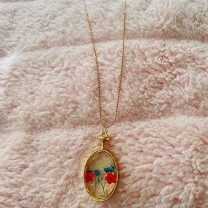Pressed Flower Pendant Necklace